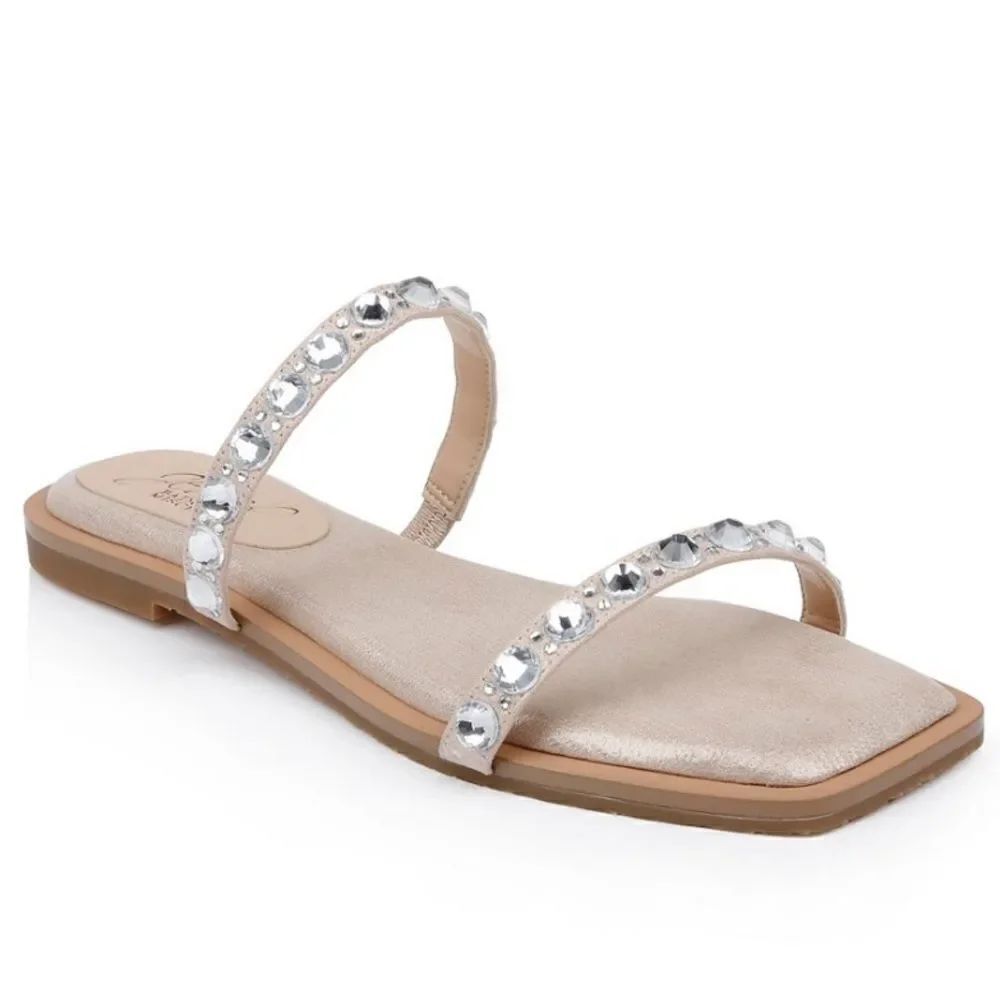 NIB Badgley Mischka Jewel Honesty Evening Flat Slide Sandals Sz 10
